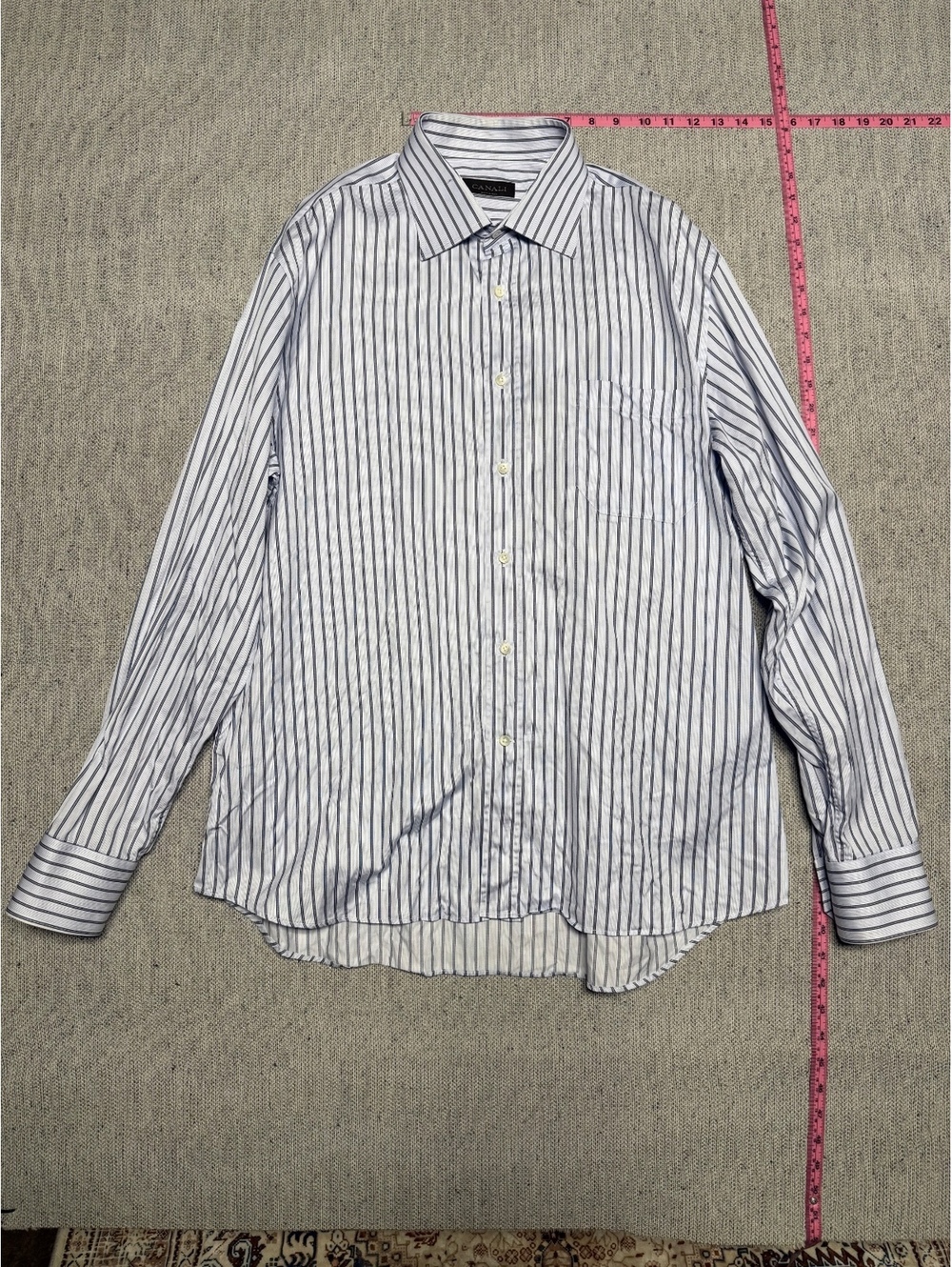Canali Mens Striped Dress Shirt Made in ITALY Size 44 / 17.5